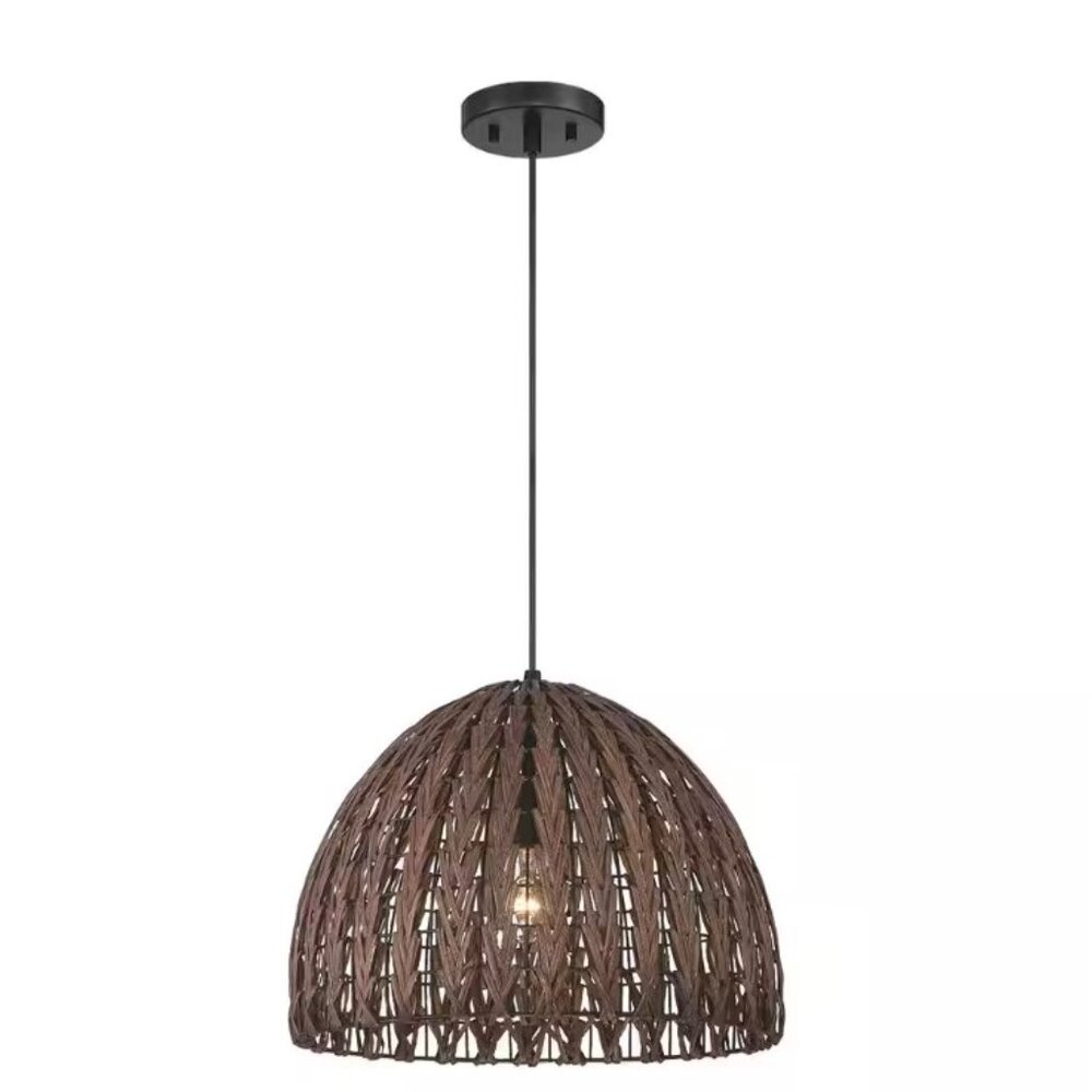 NEW Layla 60-Watt Stained Cane Tropical Pendant Light Boho